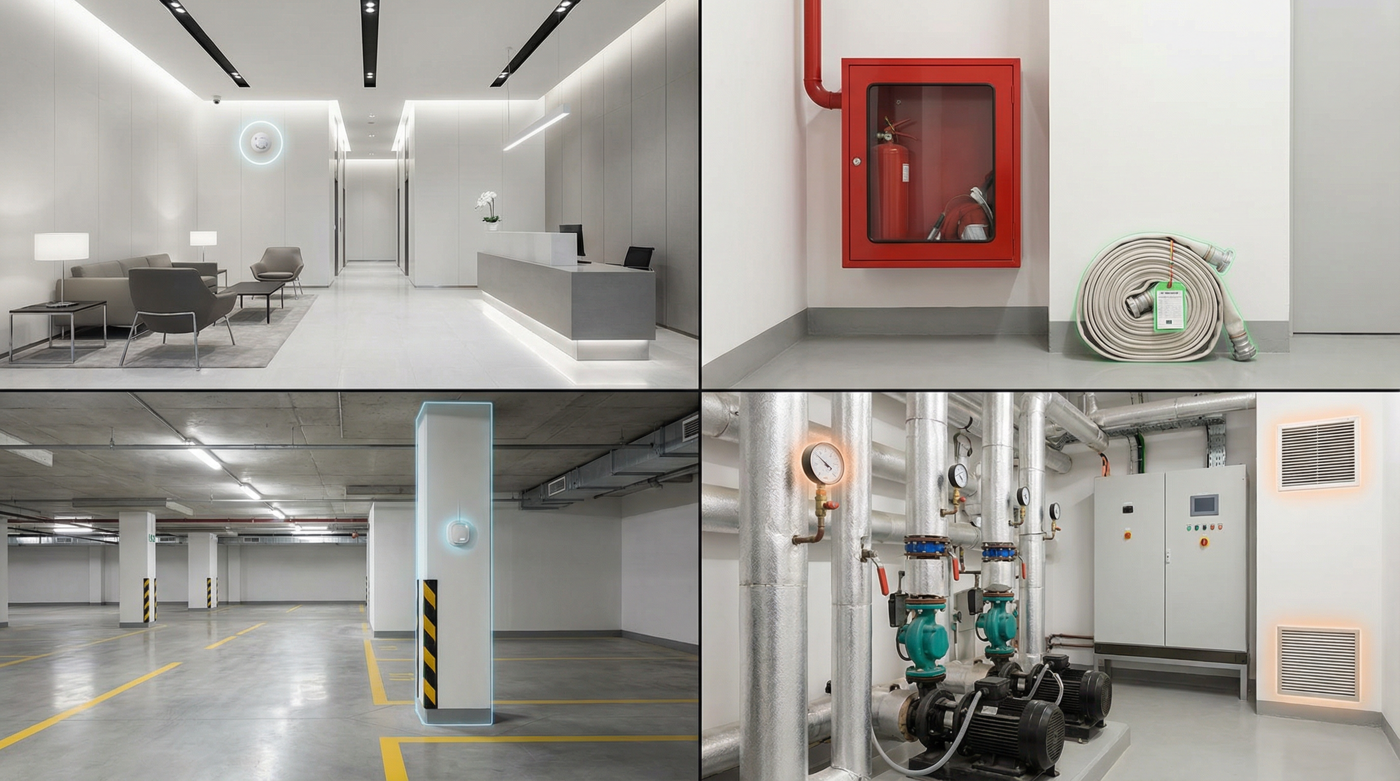 Ontario property manager reviewing a condo inspection checklist on a clipboard in a building common area